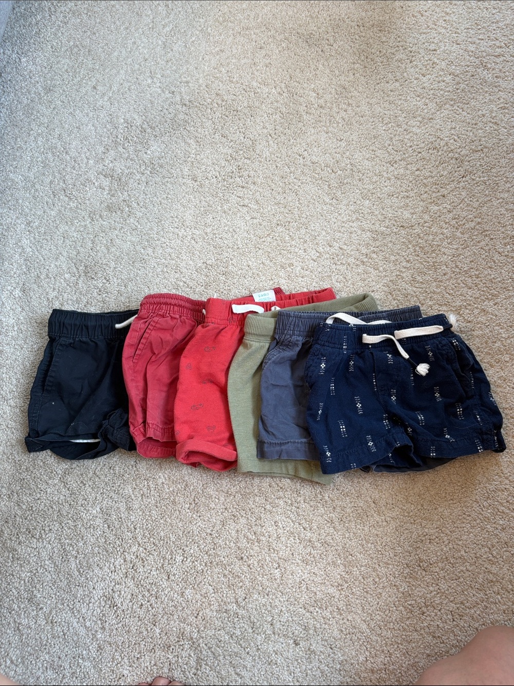 Lot of Toddler/Infant Shorts in Navy, Black, Red, Olive, Gray